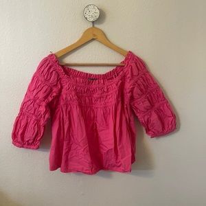 Pink puff shirt with ruffle material